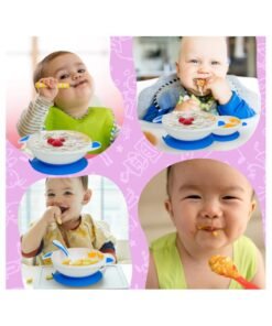 MOVE ON 330ML Baby Suction Bowl with Spoon & Fork for Infant & Toddlers,BPA Free, Blue