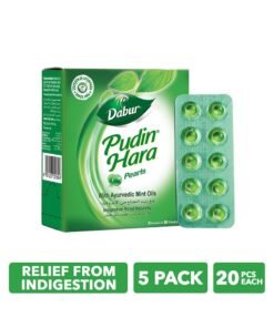 Dabur Pudin Hara Instant Cooling Relief From Indigestion Stomach Ache Gas And Acidity 20 Pearls Pack Of 5