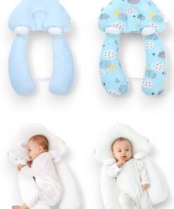 ZCM-HAPPY Newborn Baby Head Shaping Pillow Adjustable Height and Memory Foam Neck Support Ergonomic and Breathable Sleep Pillow for Newborns, Washable Baby Soothing Pillow for Flat Head Prevention and Comfort