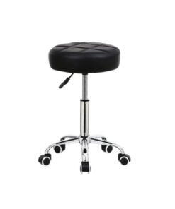globalstar Global Star Black PU Leather Rolling Stool Chair - Adjustable Height with Wheels for Office, Salon, and Spa