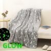 Teuuea Glow in the Dark Blanket for Kids, 150x120CM, Throw Blankets Super Cozy Warm Plush Soft Flannel Blanket Girls Boys Birthday Gifts (Grey)