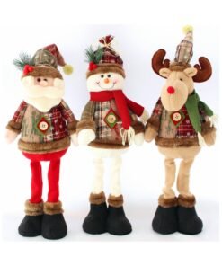 AUTOYSUR Christmas Decoration Standing Plush Ornaments, Xmas Snowman Santa Claus Reindeer Plush Dolls, Christmas Long Leg Table Ornament for Christmas Tree Home Indoor Gifts (3pack)