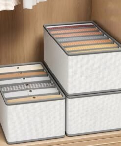 JD FRESH 7 Slot Non-Woven Fabric Clothing Storage Box/Foldable Wardrobe Organizer/Multipurpose Storage Organisers for clothes/Shirts/T-Shirts/Dress/Sweaters/Jeans (Pack of 3, White)