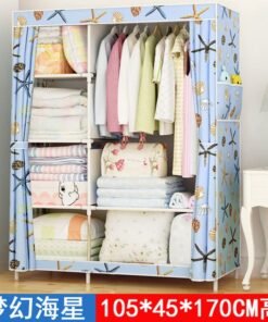Self-Pickup Simple Wardrobe Fabric Wardrobe With Reinforced Steel Frame, Single-Person Storage, Dustproof