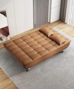 Alternative view of Harmony Home Premium Leather Sofa  Bed – Convertible Sleeper Couch with 2 Plush Cushions, Space-Saving Modern Design & Sturdy Metal Legs, Multi-Functional for Living Room & Guest Space - Brown