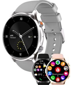 WAPIK Korean Brand Smart Watch Y5，Business Smartwatch, Waterproof Fitness Watch, Bluetooth Calling, Compatible with Android and iOS,Smartwatch For Men, Zinc Alloy Vacuum Plating, Heart Rate Monitoring, Silver