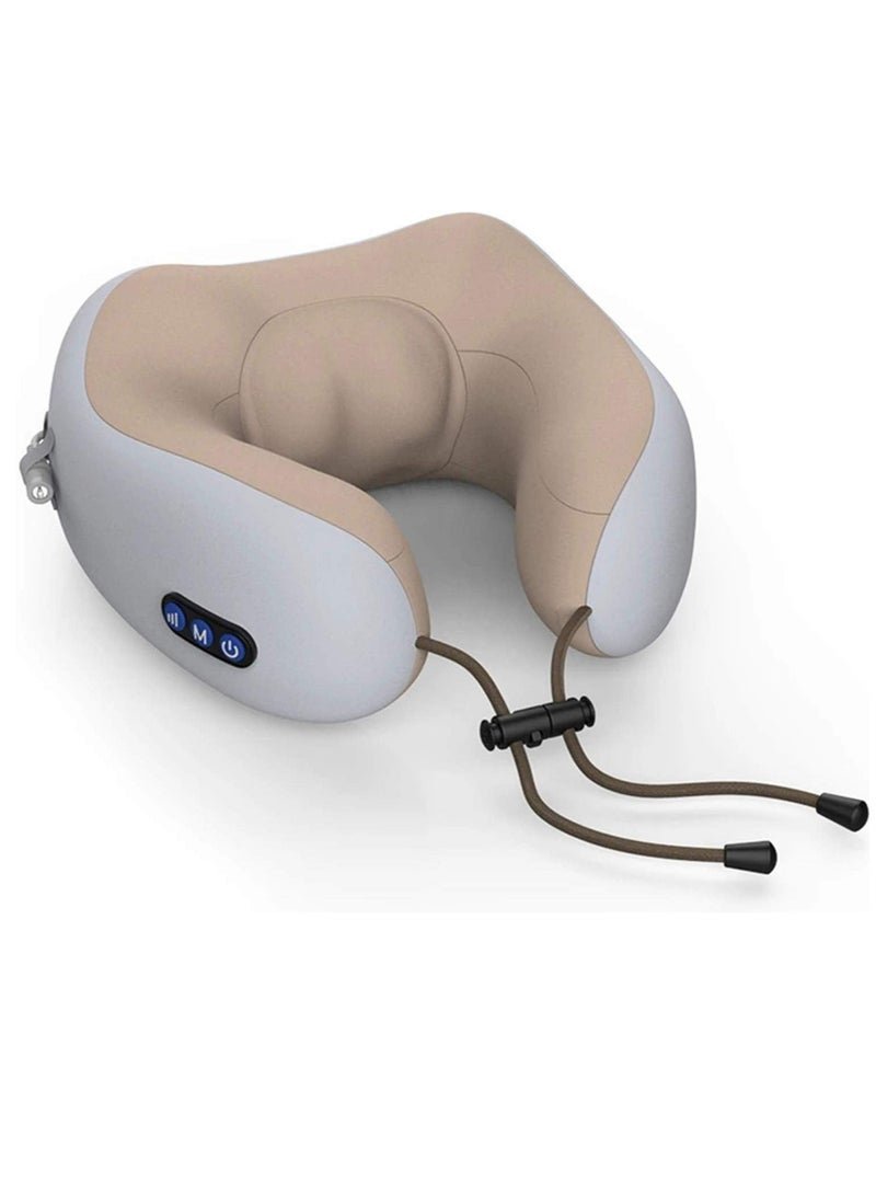 ELTRAZONE Travel Pillows For Sleeping Airplane Portable Electric Neck Massager Soft Comfortable Breathable Shaped Memory Foam Massage Neck Pillow For Car Home And Office