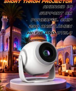 Mi VAZA Short Throw Projector - Support 8K - 290 ANSI Lumen - Portable Projector with Auto Keystone Correction, Android 14, 5G Wifi 6, Bluetooth 5.4, HDR10+ - Mobile Home Theater - Compatible with Android/iOS/Windows/TV Stick/HDMI/USB/Game Controller/Computer/Laptop/Smartphone