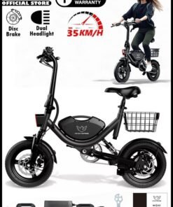 Wind Horse W3 Electric Scooter for Adults 500W Brushless Hub Motor, 35 KMH Max Speed, 25-35 KM Range with 36V 8AH Battery, 14 Inches Tires with Dual Suspension and Disc Brakes, Lightweight Carbon Alloy Frame, Urban Commuter E-Scooter with Basket for Easy Storage and Transport