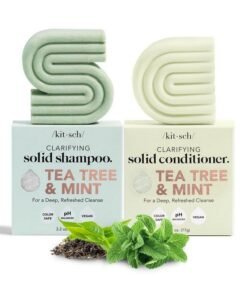 Kitsch Tea Tree & Mint Shampoo and Conditioner Bar Set, Hair Color Safe, Zero Waste, Vegan, Eco Friendly, Made in US, For All Hair Types, Paraben Free, Sulfate Free