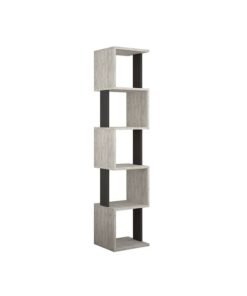 Mourah Home Piri Corner Bookcase Modern Book Shelf Cabinet 6 Tier Multi Storage Bookshelf Rack Display Unit For Bedroom Living Room  30X161X35Cm (Ancient White/Dark Grey)