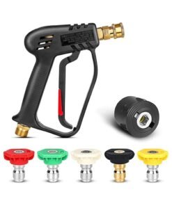 Y&D High Pressure Washer Gun 4000 PSI M22 14mm and Karcher High-Pressure Hose Quick Connect Connector 5 1/4 inch Quick-Connect Nozzles for Car Cleaning Tool
