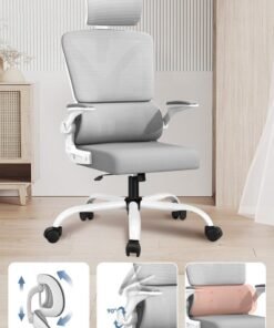 JANTENS Computer Chair With Adjustable Headrest, High Back Ergonomic Desk Chair with  Lumbar Support, Swivel Task Chair with flip-up Armrests