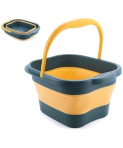 MileMelo Collapsible Foot Bath – Advanced Foot Soaking Tub with Portable Design and Handle – Foldable Pedicure Foot Spa Bowl – Compact and Lightweight Foot Soak with Acupressure Points, Yellow and Blue