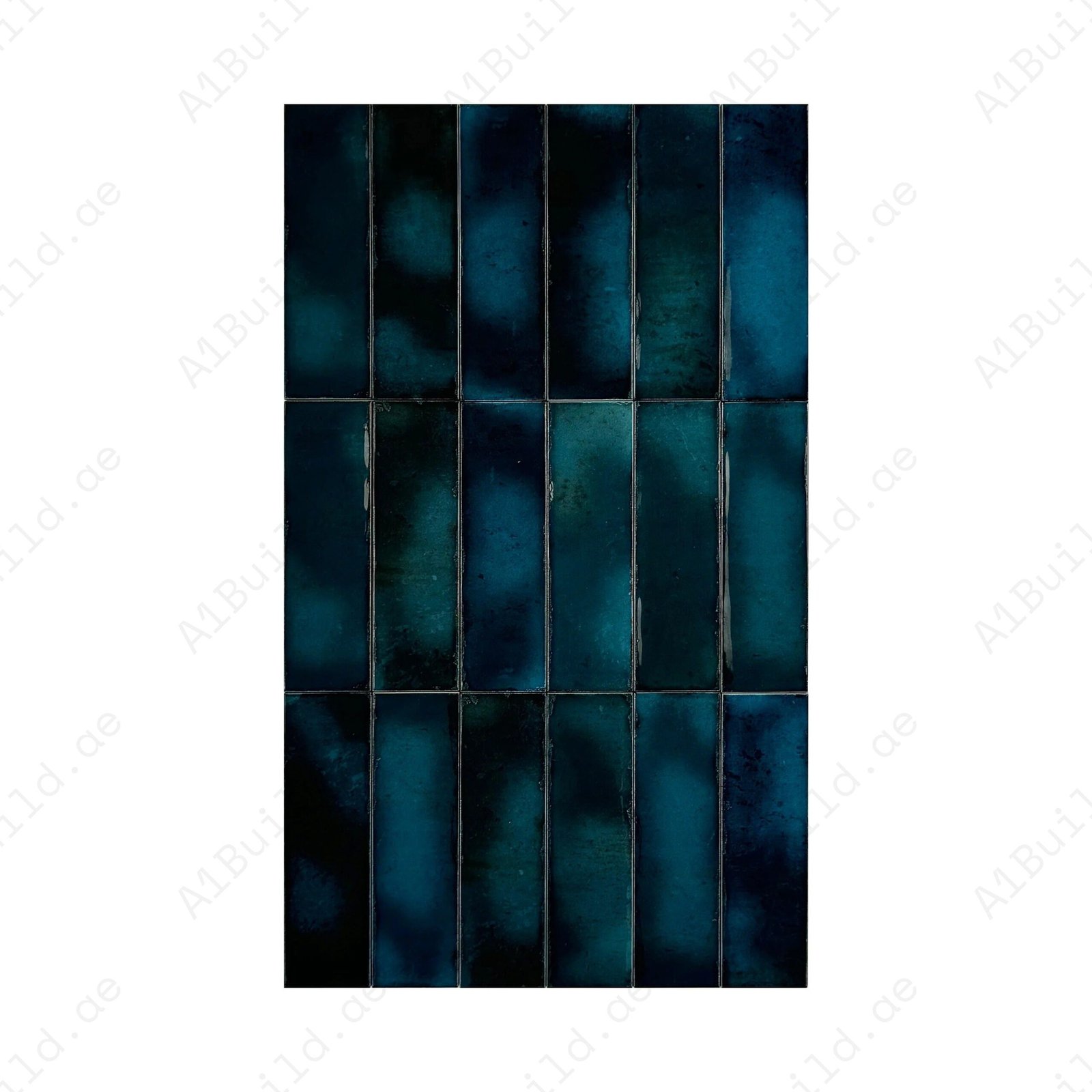 Blue Glossy Glazed Ceramic Artisanal Tile