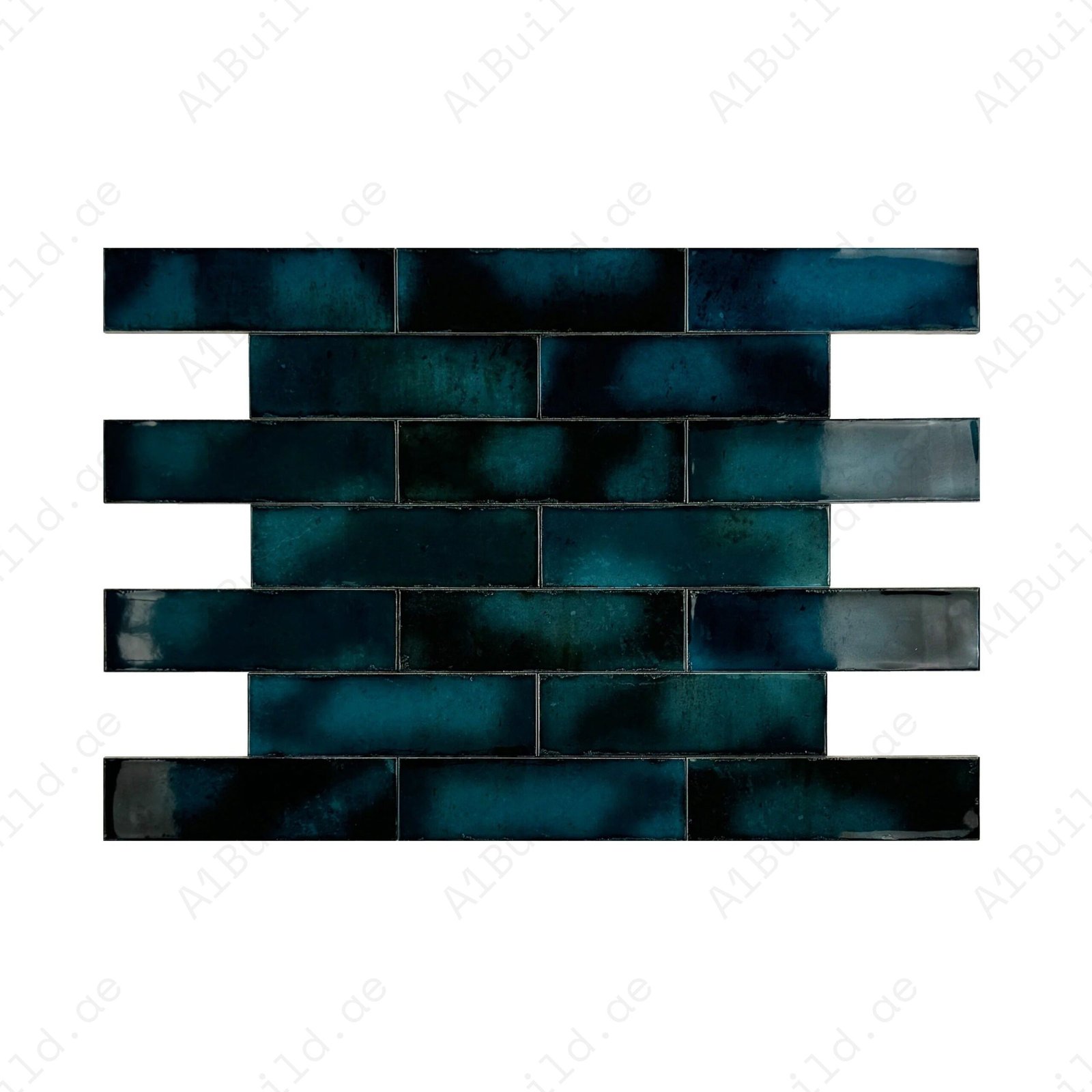 Blue Glossy Glazed Ceramic Artisanal Tile - Image 2