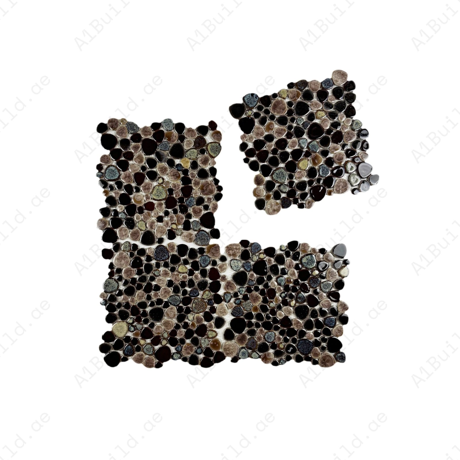 Positano Sky Series Light Brown & Chocolate Brown & Coffee Brown Mixed Round Ice Crack Porcelain Mosaic - Image 2