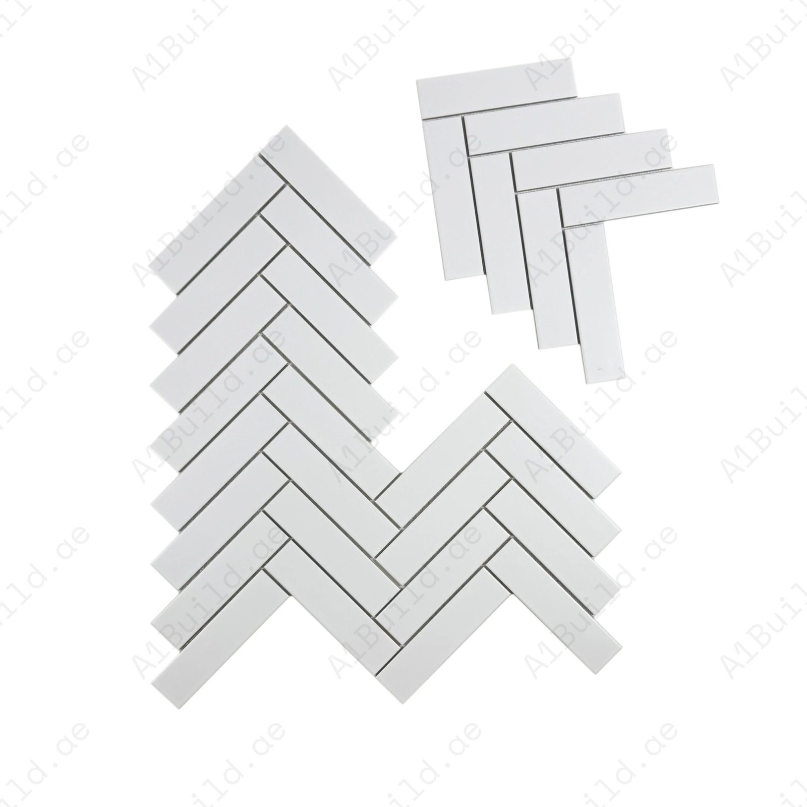 Carrara Lumina Series Pure White Herringbone Porcelain Mosaic - Image 2