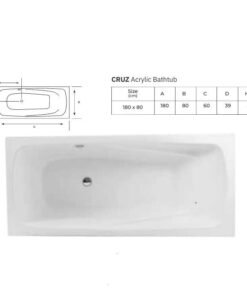 Alternative view of Cruz acrylic bathtub – a serene white oasis in 180cm, offering a perfect blend of style and comfort