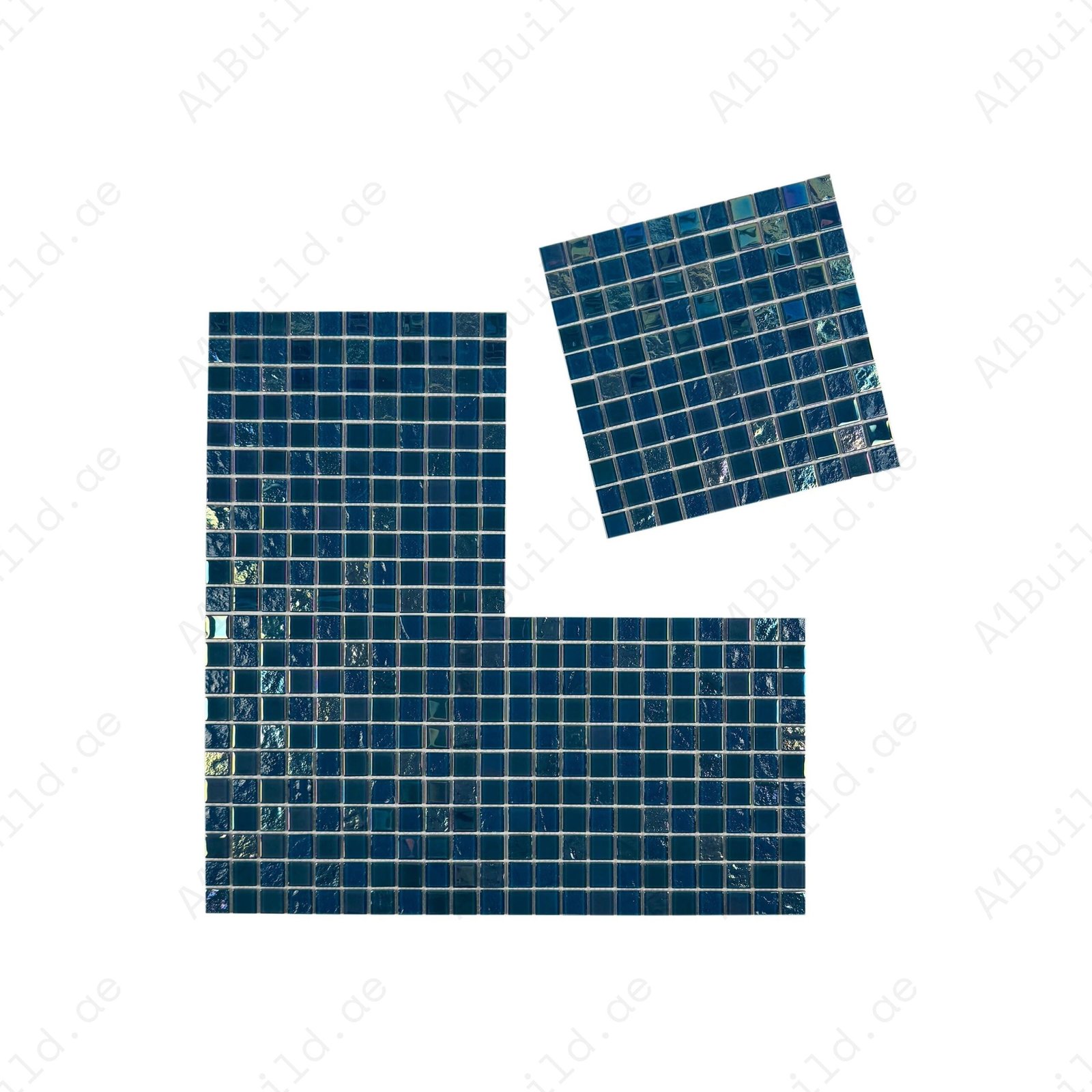 Crystal Cascade Pine Green & Sapphire Blue Iridescent Glass Mosaic - Image 2