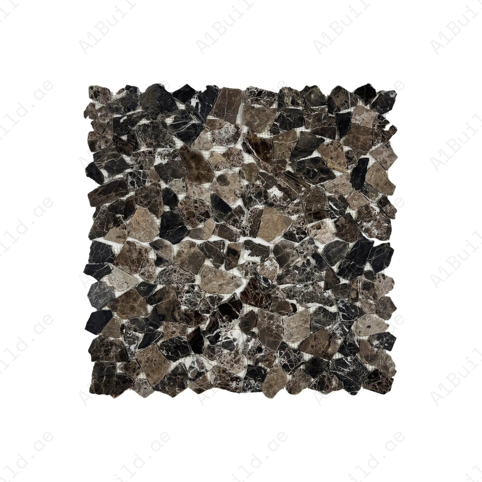 Marble Reverie Series Dark Emperador Honed Irregular Shape Marble Mosaic