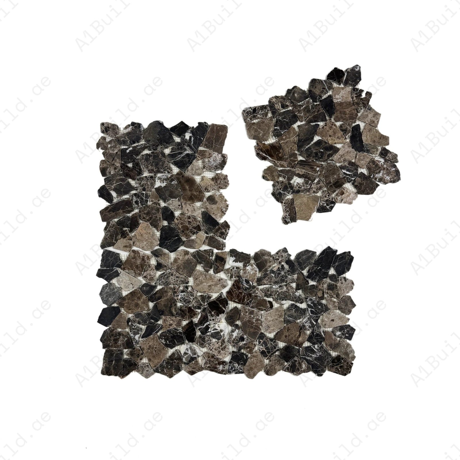Marble Reverie Series Dark Emperador Honed Irregular Shape Marble Mosaic - Image 2