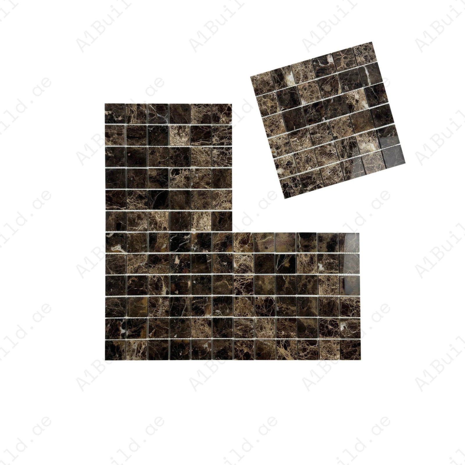 Palace Royale Series Dark Emperador Polished Square Marble Mosaic - Image 2