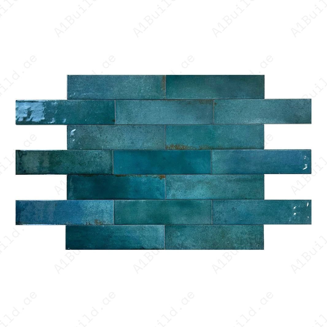 Venetian Dream Series Pine Green Glossy Porcelain Artisanal Tile - Image 2