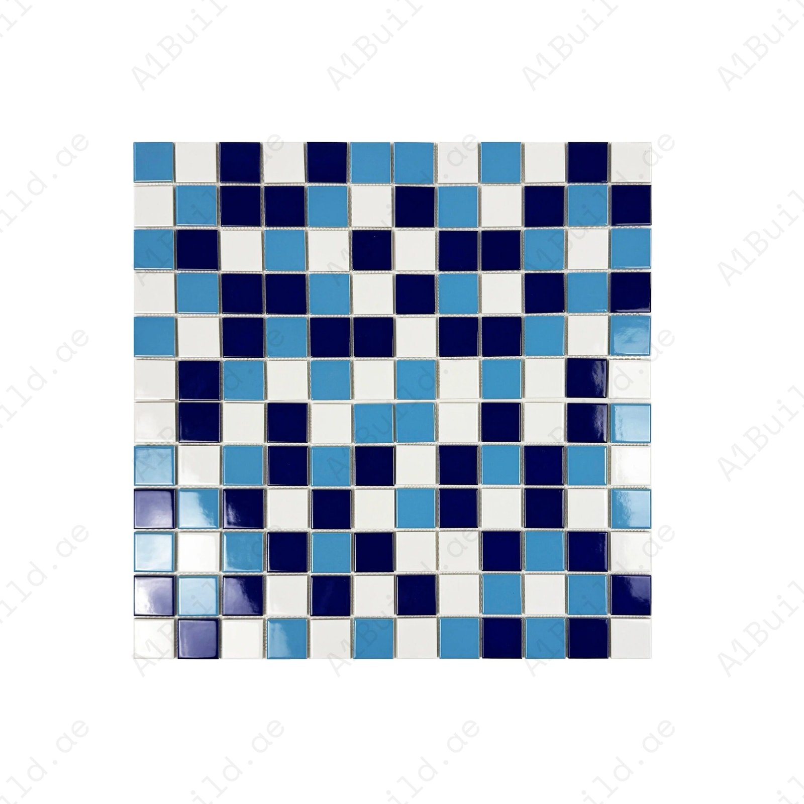 Azure Harmony White & Light Blue & Midnight Blue Mixed Ordinary Glazed Porcelain Mosaic