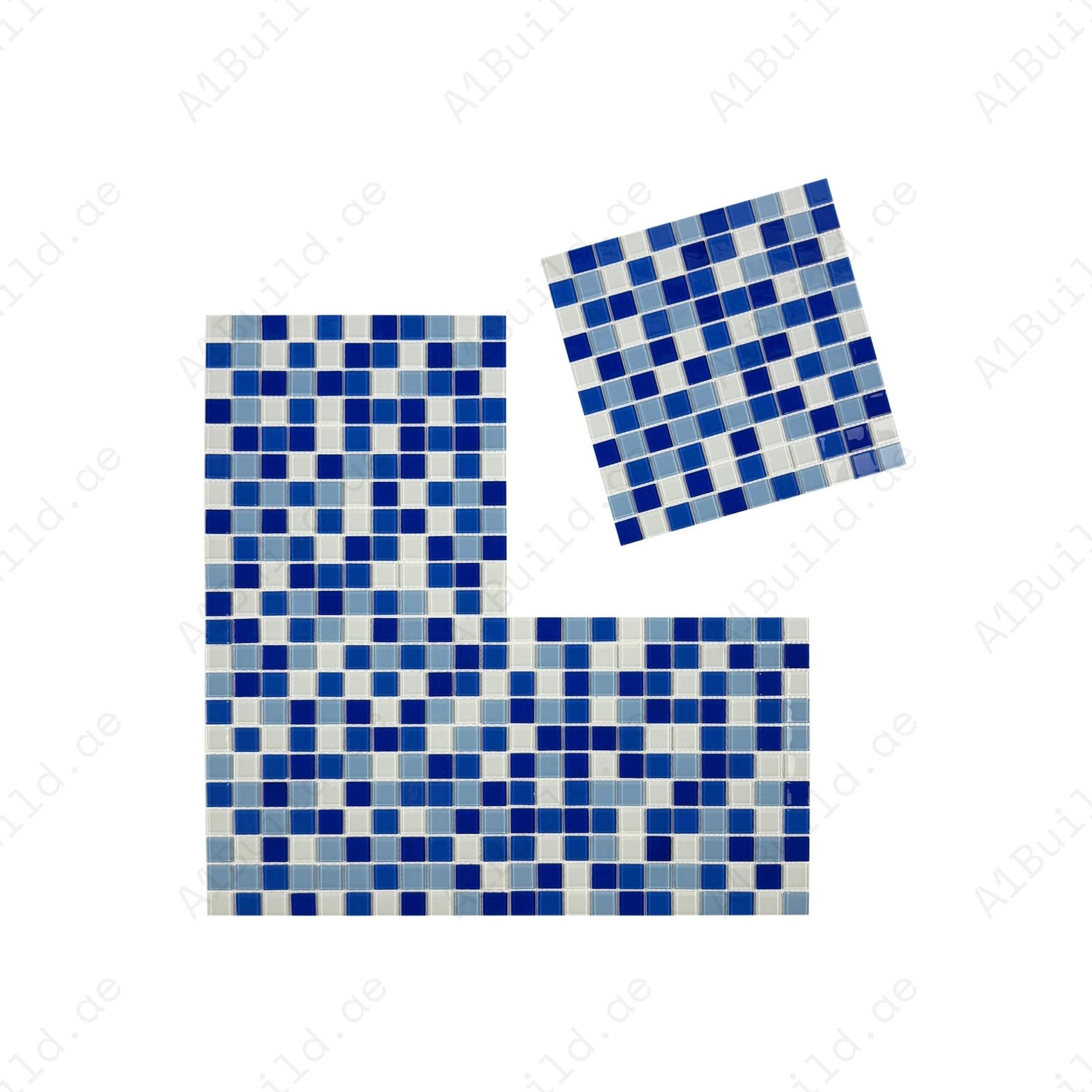 White & Sky Blue & French Blue & Navy Blue Mixed Crystal Glass Mosaic - Image 2