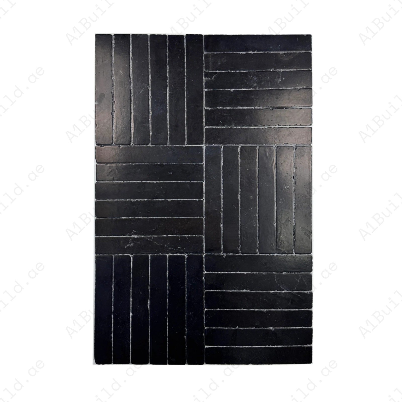 Verona Series Black Limestone Tumble & Brush Surface Marble Tile