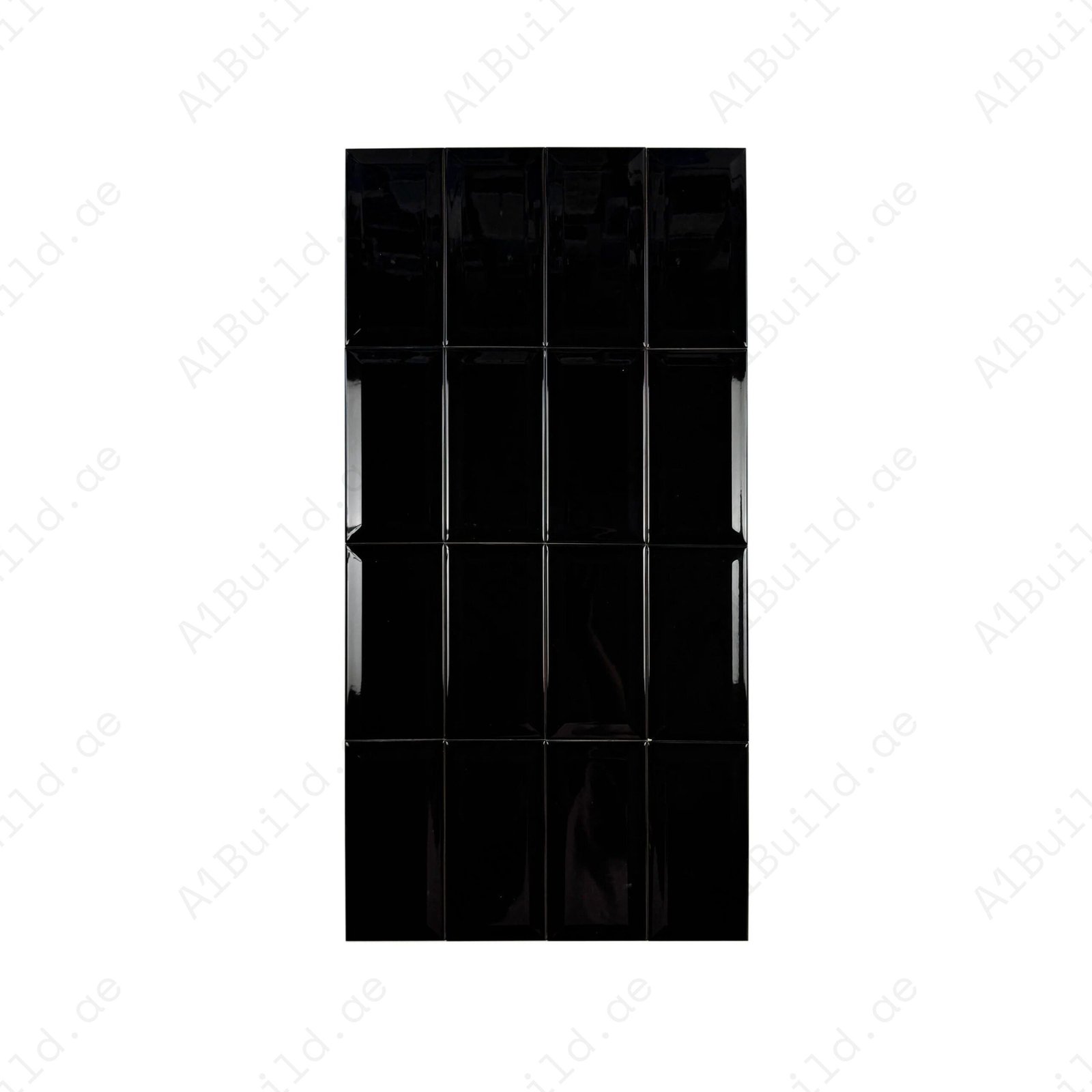 Urban Luxe Series Black Glossy Beveled Edge Ceramic Tile