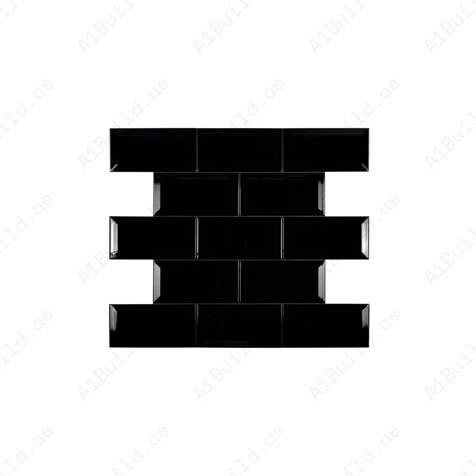 Urban Luxe Series Black Glossy Beveled Edge Ceramic Tile - Image 2
