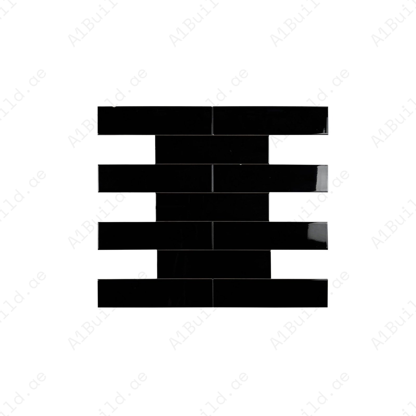 Urban Luxe Series Black Glossy Flat Ceramic Tile - Image 2