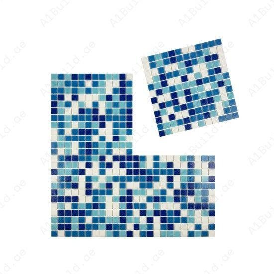 Serene Spectrum Series White & Sky Blue & French Blue & Navy Blue Mixed Hot Melt Glass Mosaic - Image 2