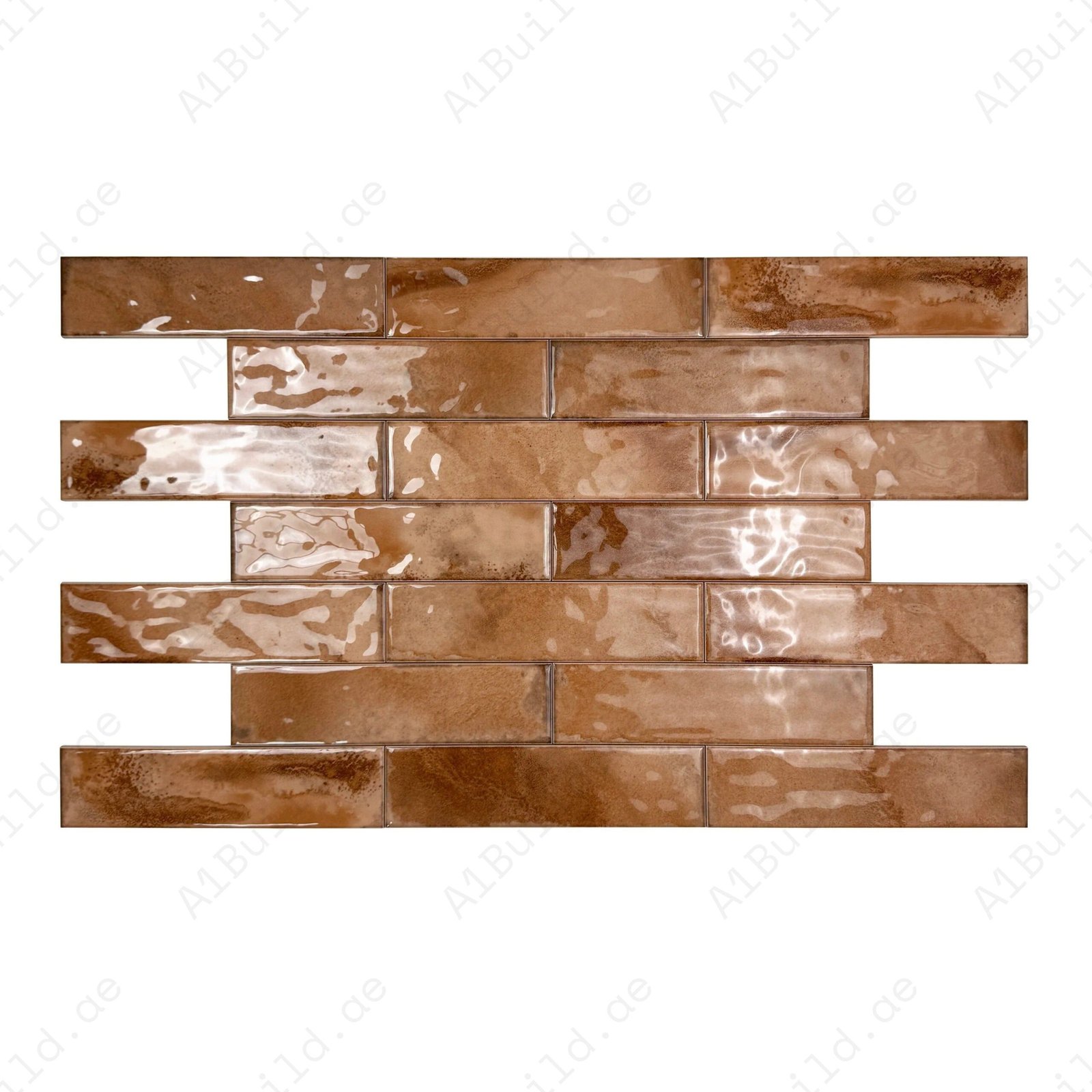 Lustre Vintage Light Brown Glossy Ceramic Artisanal Tile - Image 2