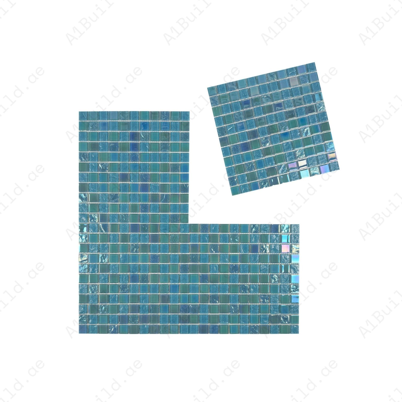 Crystal Cascade Collection Sky Blue & Nile Blue Iridescent Mixed Wave Pattern Crystal Glass Mosaic - Image 2