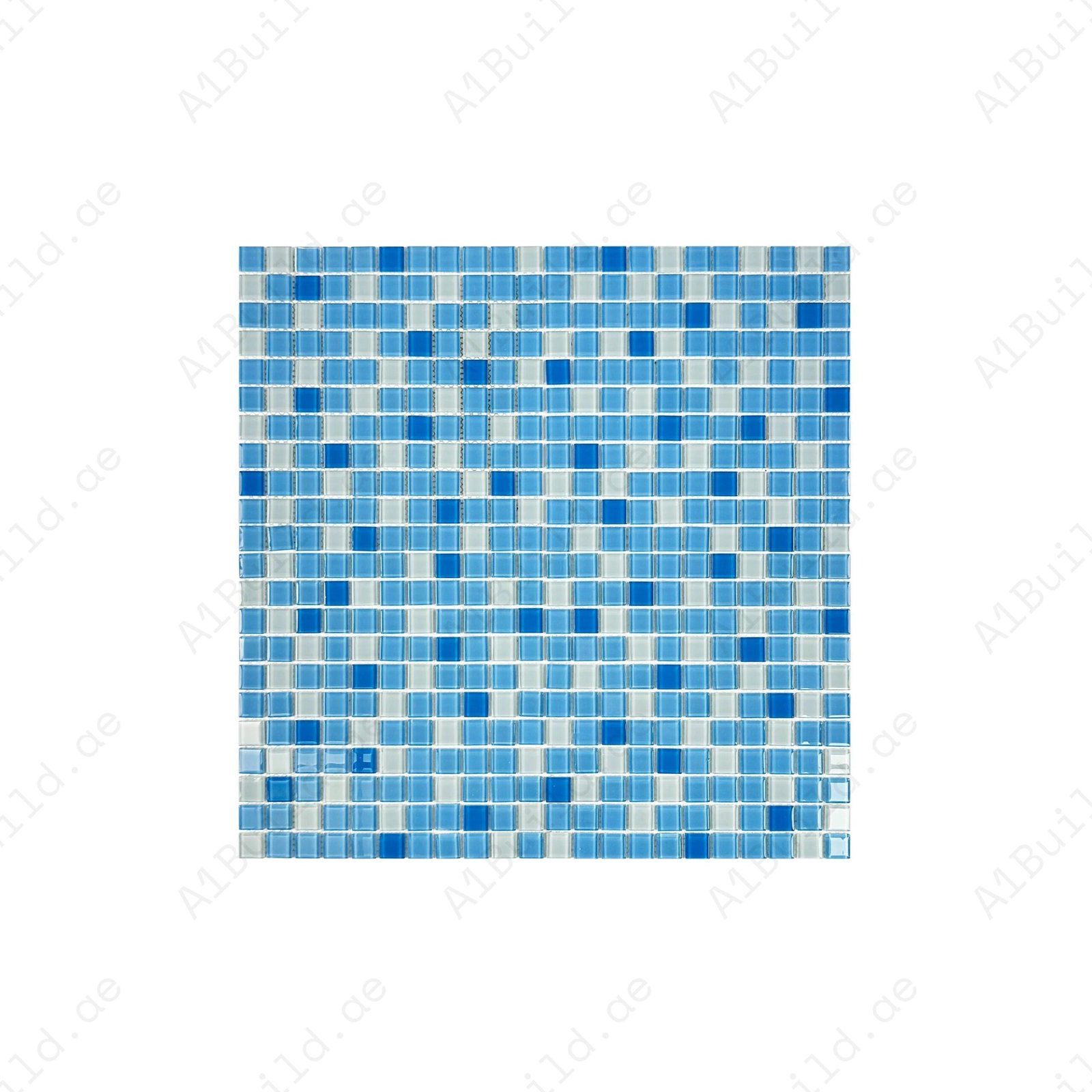 White & Sky Blue & French Blue Mixed Crystal Glass Mosaic