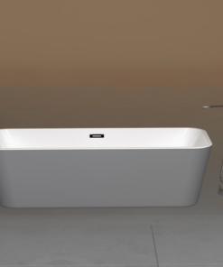 Matte grey & white acrylic free standing bathtub 180×75 cm