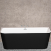 Matte black  white acrylic free standing bathtub 170×81 cm