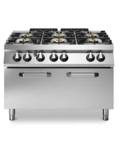 Modular Kitchen Equipment – Gas Range Pressed Worktop – 6 burners – Maxi Gas Oven