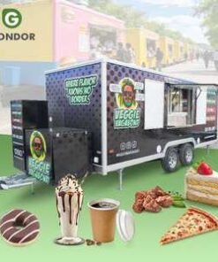 Food Truck Drivable Cart Full Kitchen Trailer Fiberglass Material Candy Chips Ice Cream Bakery Kiosk Multifunctional