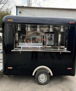 Breeze Black Luxury Fiberglass Food Trailer High-Appearance Ice Cream Mobile Unit Rust Resistant Stainless Steel Frame for