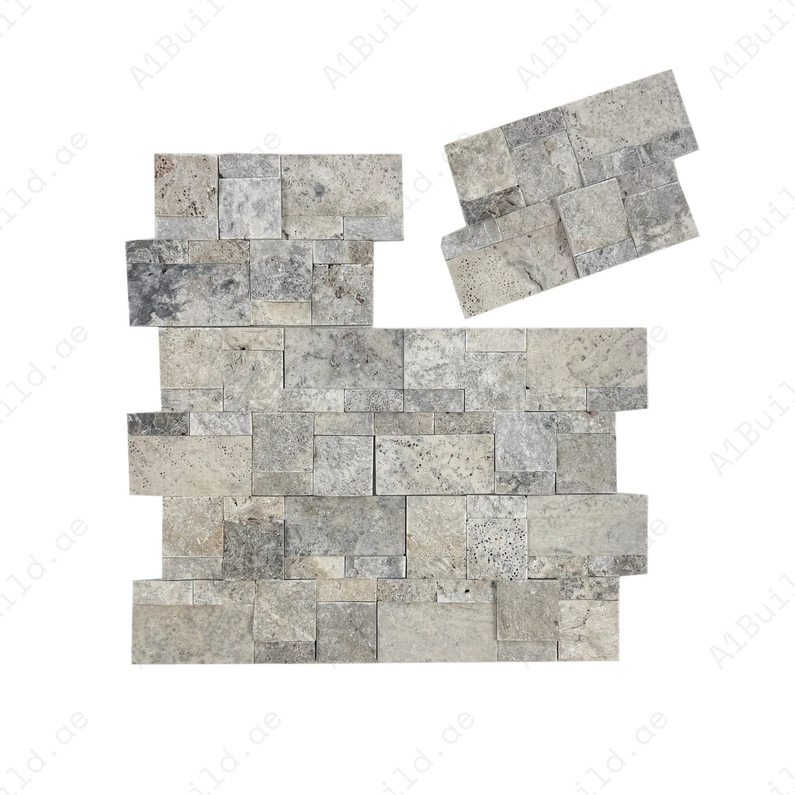 Marrakech Splendor Grey Mixed Split Surface Travertine Mosaic - Image 2