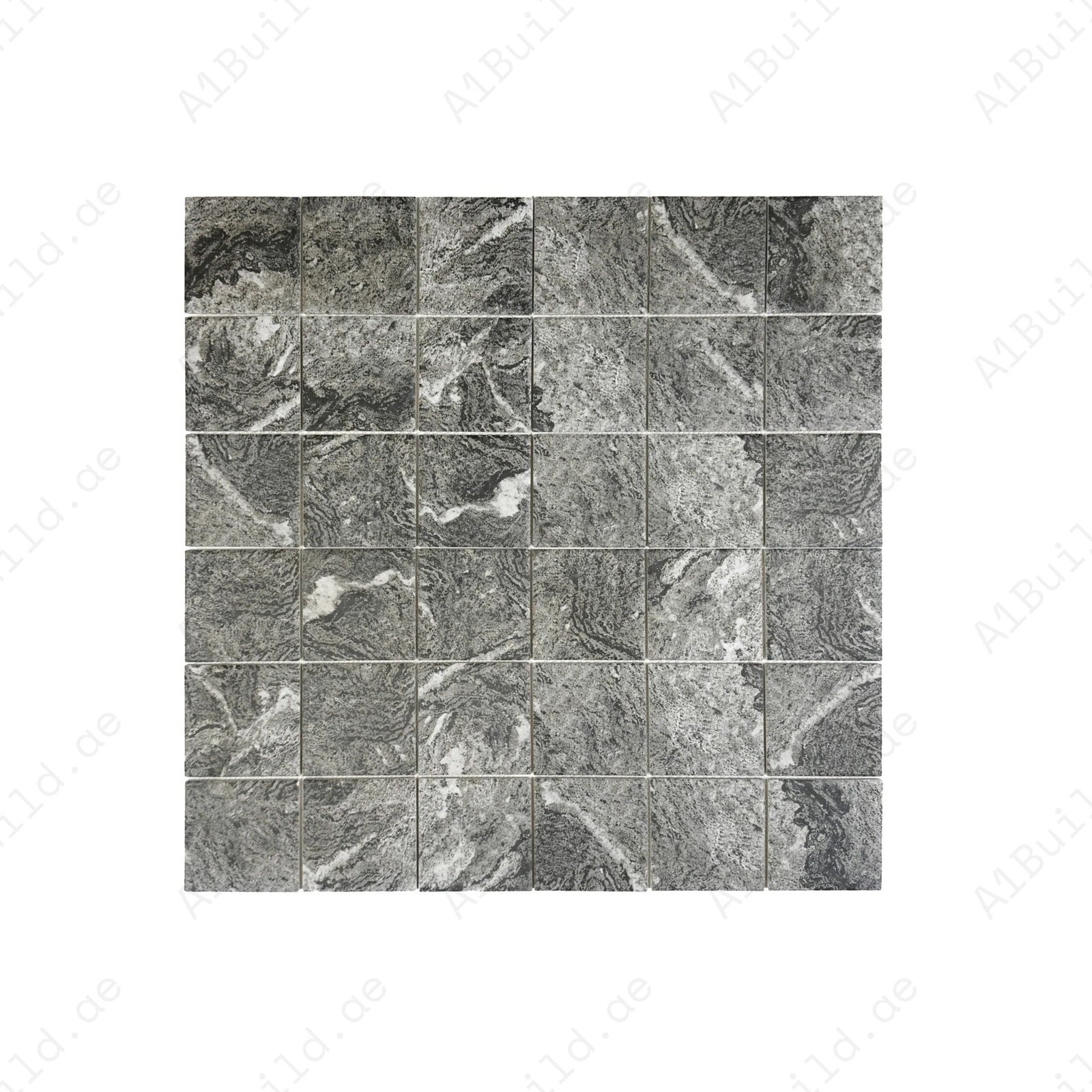 Majestic Naturale Light Black And Light Brown Mixed Stone Pattern Porcelain Mosaic