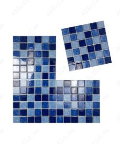Alternative view of Midnight Splendor Series Sky Blue & Cobalt Blue & Prussian Blue Mixed Iced Flower Texture Crystalline Glazed Porcelain Mosaic