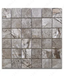 Mocha Grey Polish Mosaic Tiles – 30x30 cm Sheet | Glossy Finish