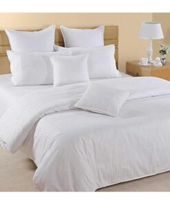 Hotel Linen Klub Hotel Linen Striped Duvet Cover Cotton White 245x245cm