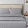 Hotel Linen Klub 3-Piece Hotel Linen Striped Bed Sheet Set Cotton Grey