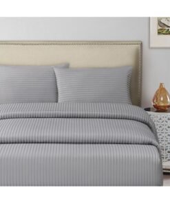 Hotel Linen Klub 3-Piece Hotel Linen Striped Bed Sheet Set Cotton Grey